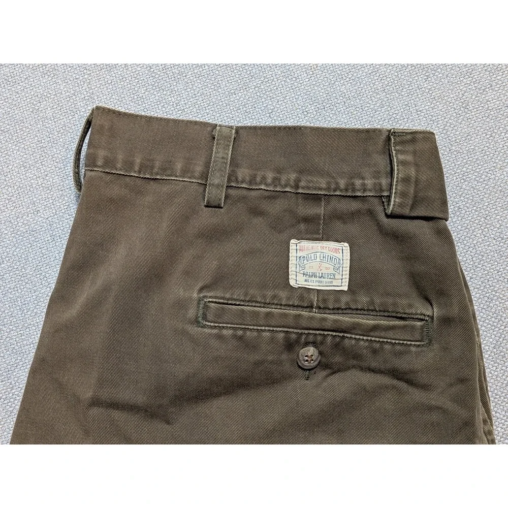 Polo Ralph Lauren Chino Mens Pants olive green 36x34 USA VTG Twill Relaxed